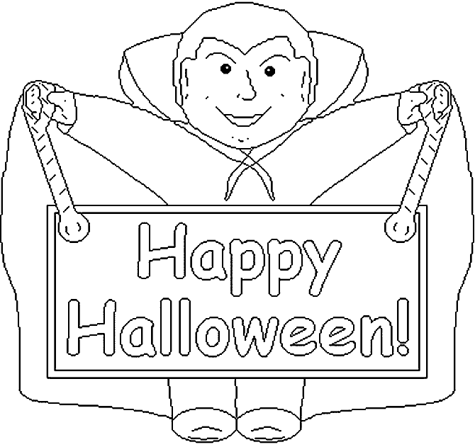 Happy Halloween Dracula Halloween For Kids To Print Coloring Page