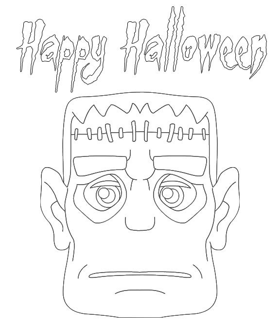 Happy Halloween Frankenstein Printable Free Coloring Page