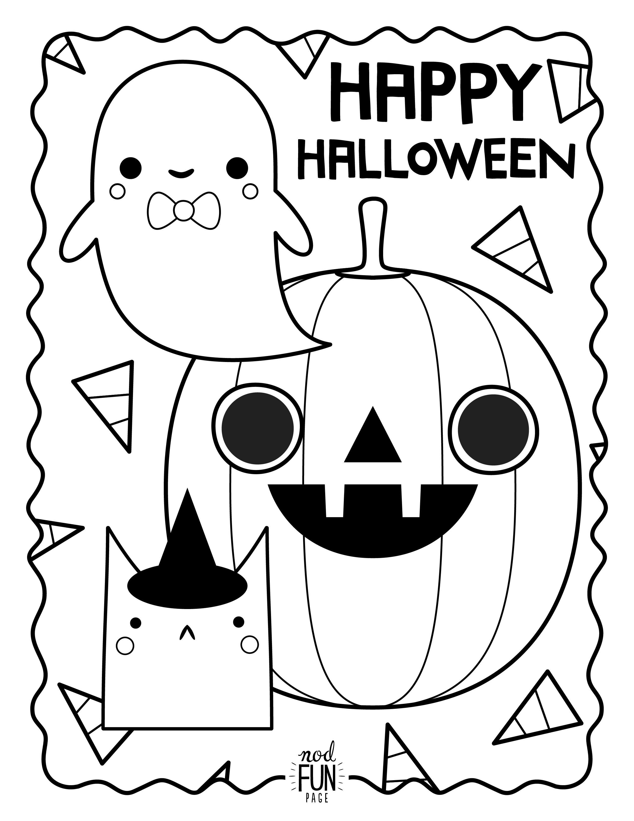 Happy Halloween Ghost Pumpkin Car Coloring Page