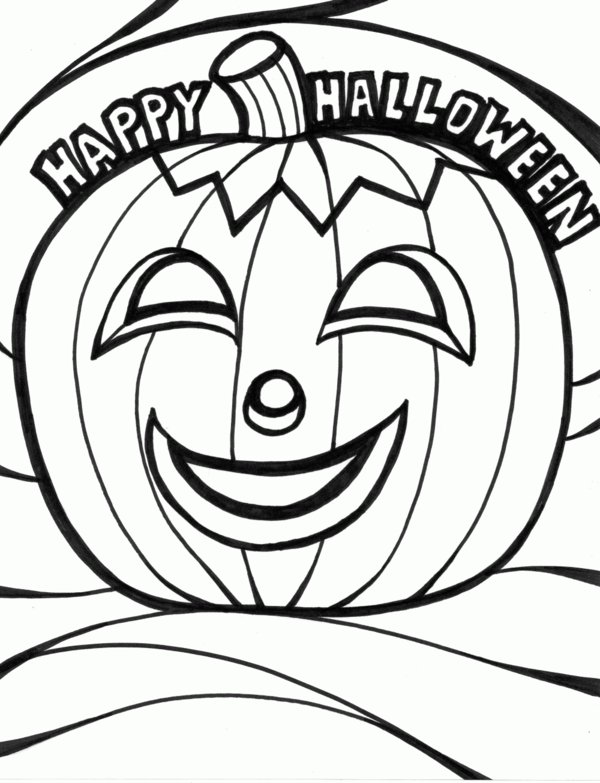 Happy Halloween Pumpkin Coloring Page