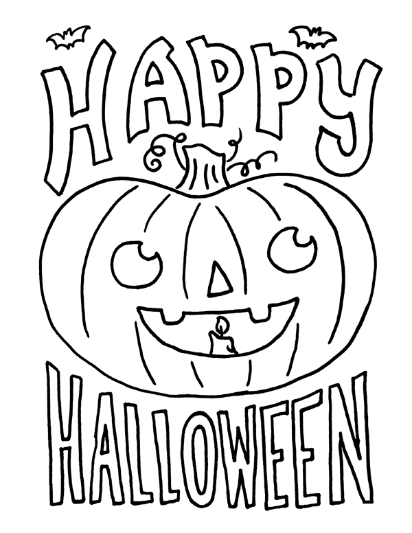 Happy Halloween Kids Free Coloring Page