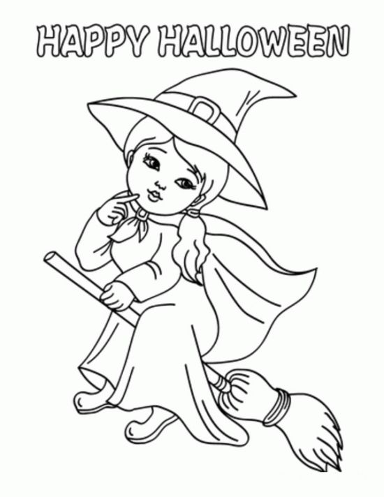 Happy Halloween Witches Printable Free Coloring Page