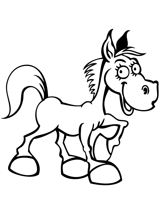 Happy Horse For Preschool Children Coloring Page Coloring Page