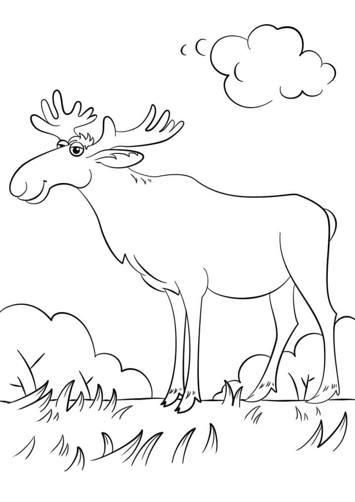 Happy Moose Coloring Page