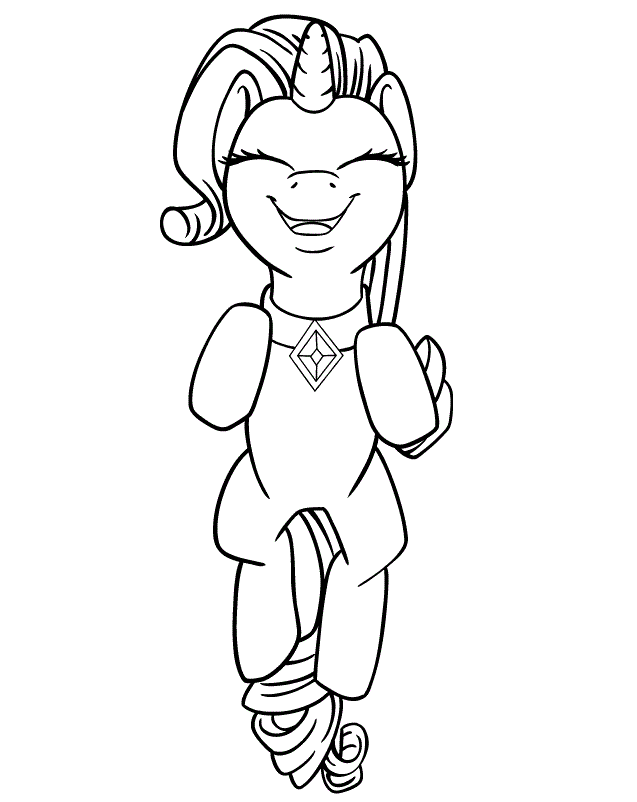Happy My Little Pony Rarity Unicorn Smiling Coloring Page