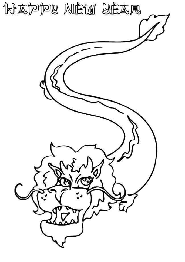 Happy New year Chinese Dragon Coloring Page