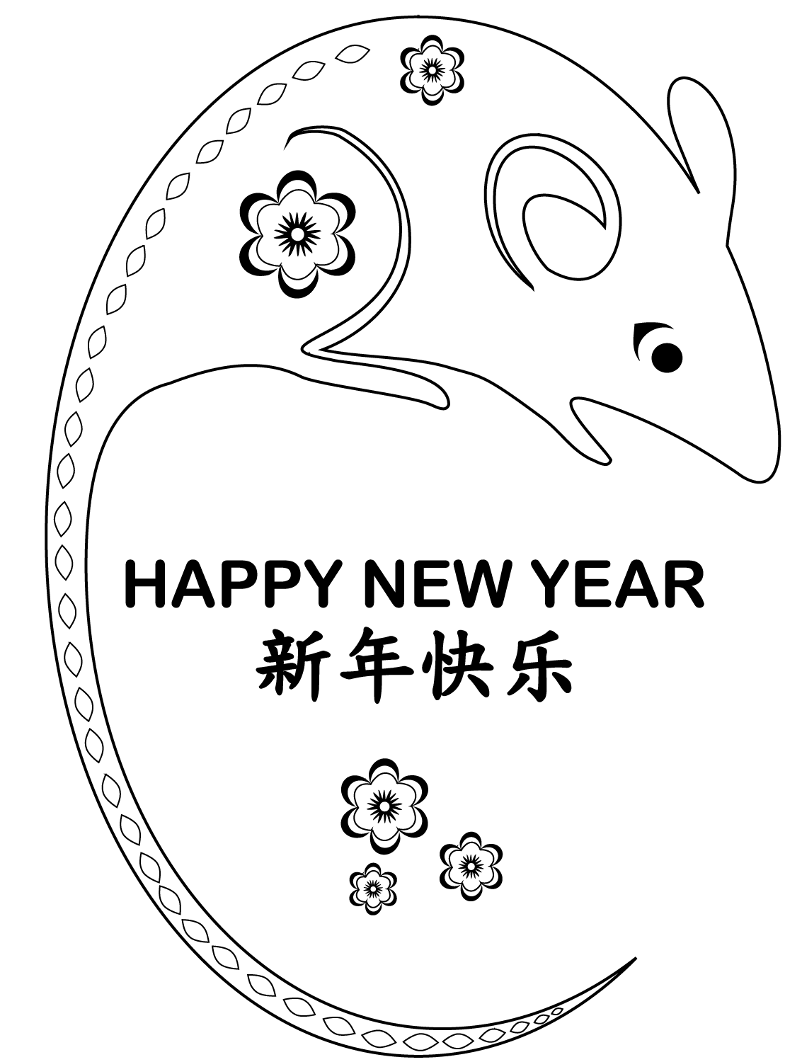 Happy New Year Of The Rat Coloring Page