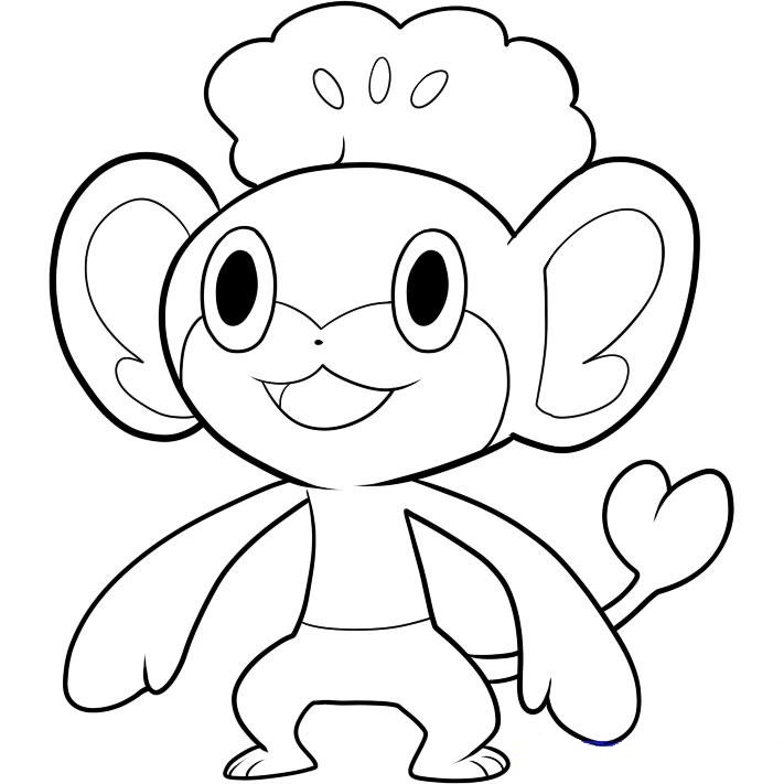 Happy Pansage Coloring Page