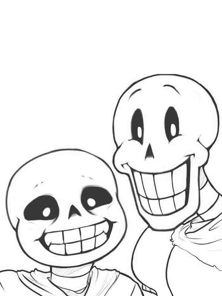 Happy Papyrus and Sans Coloring Page