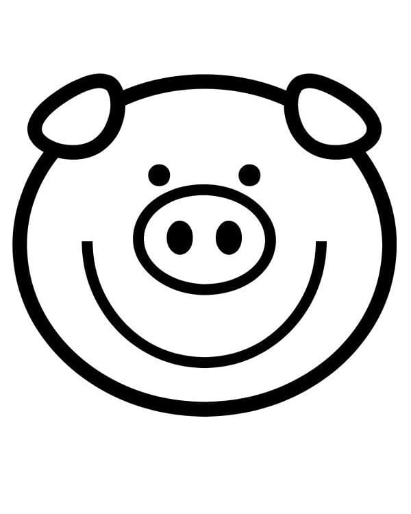 Happy Pig Face Coloring Page