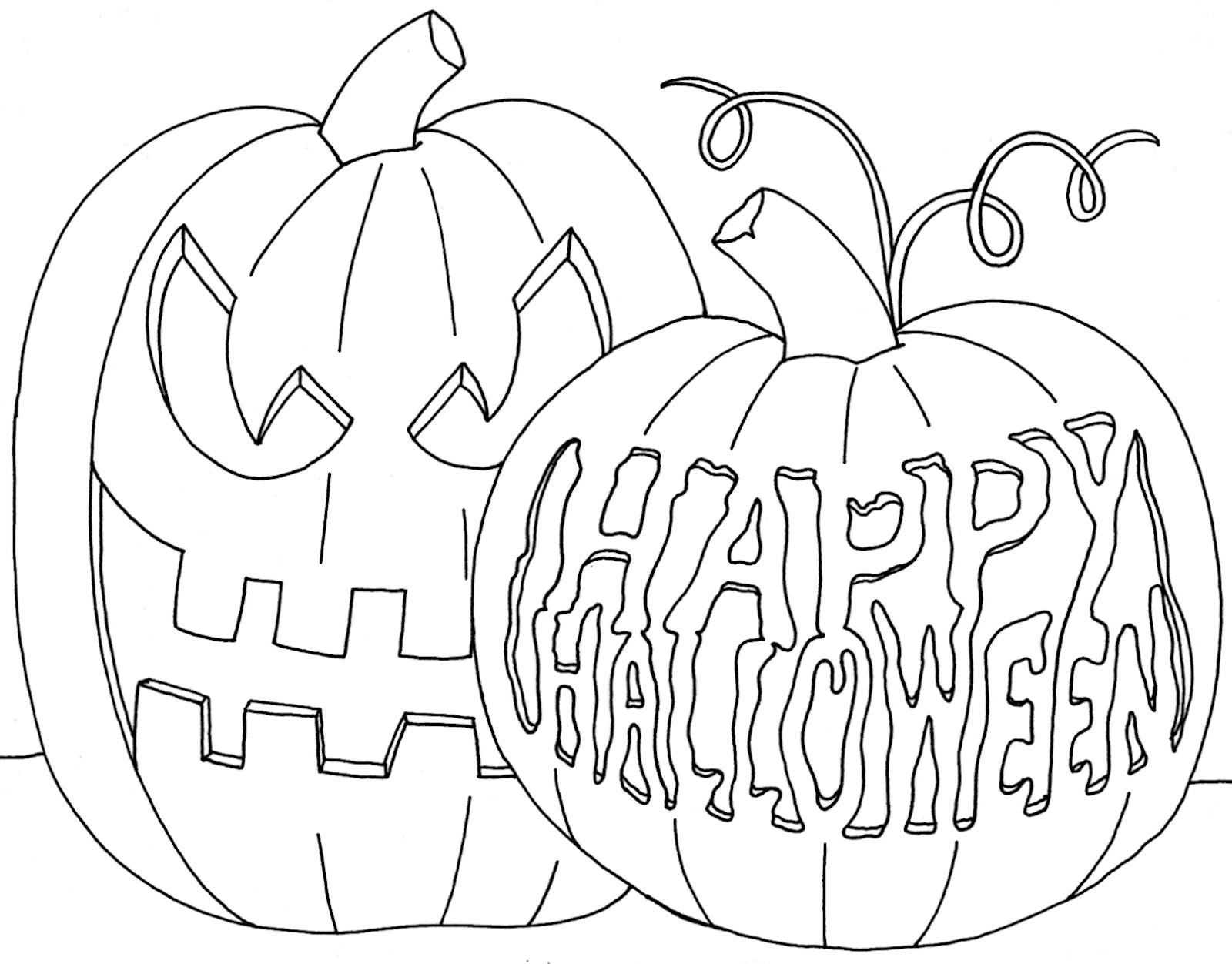 Happy Pumpkin To Color Halloween Coloring Page