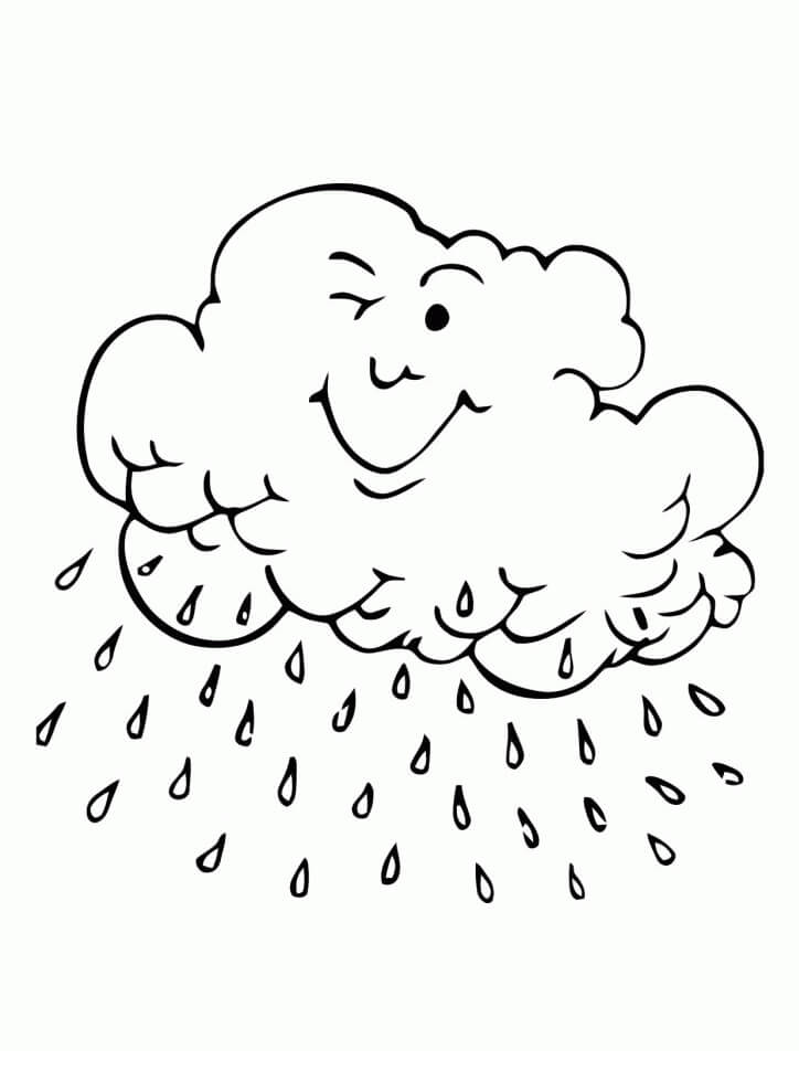 Happy Rain Cloud Coloring Page