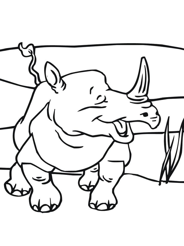Happy Rhino Coloring Page