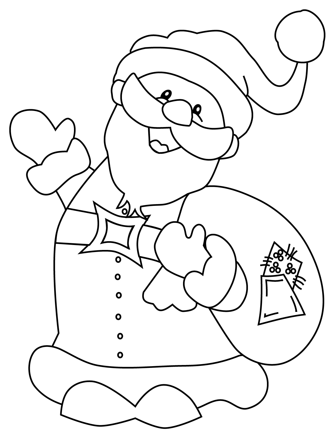 Happy Santa Claus Christmas Coloring Page