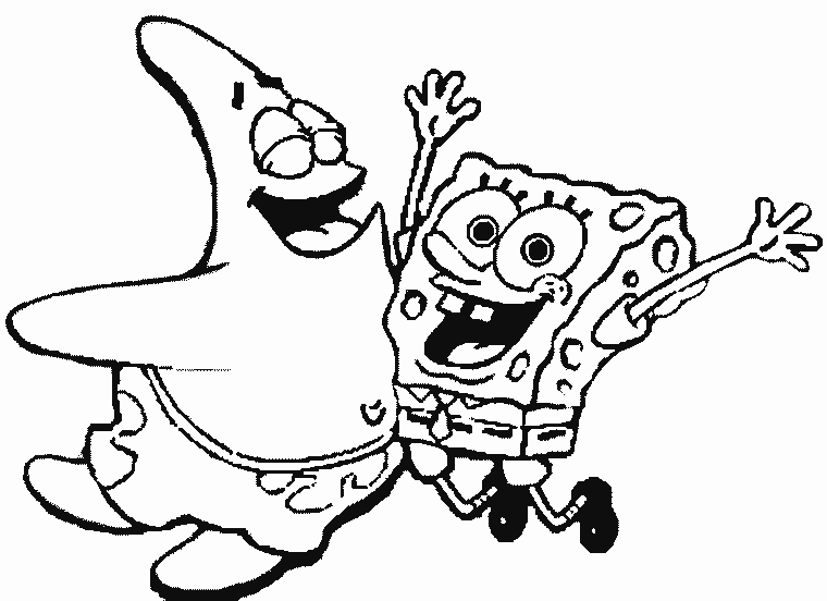 Happy Spongebob And Patrick Coloring Page