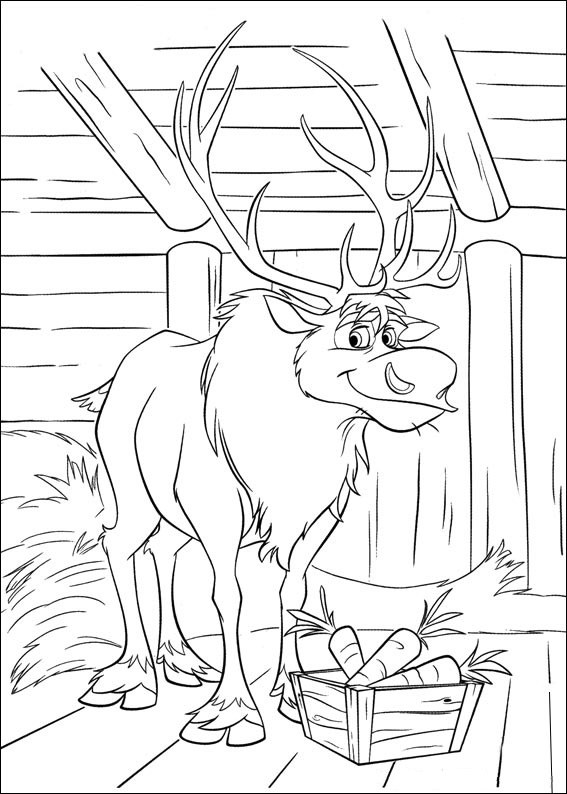 Happy Sven With Carrots Coloring Page
