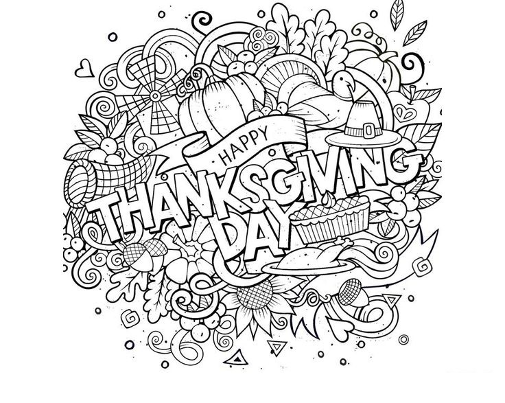 Happy Thanksgiving Day Activities Coloring Page