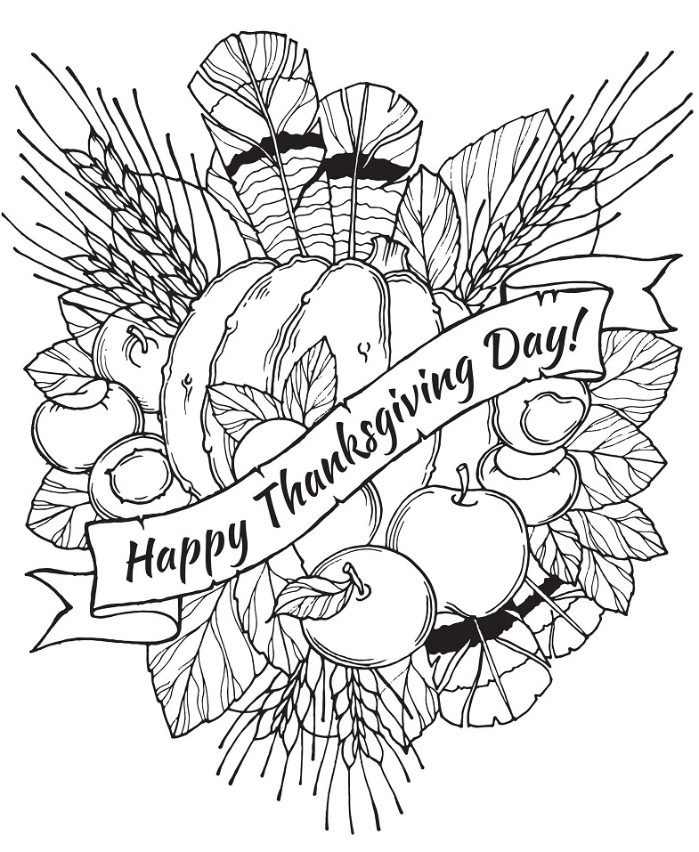 Happy Thanksgiving Day Coloring Page