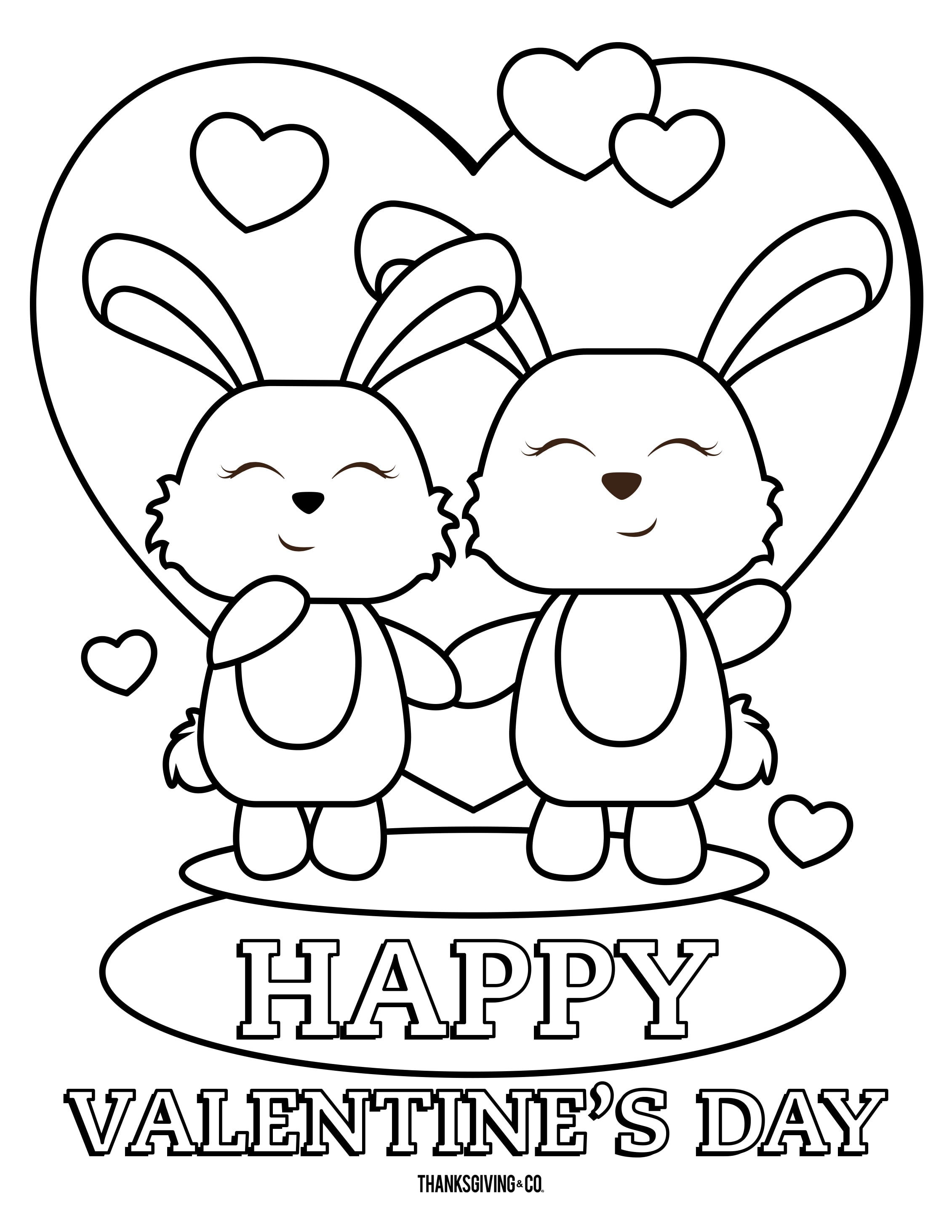 Happy Valentines Day Bunnies Coloring Pages   Coloring Cool