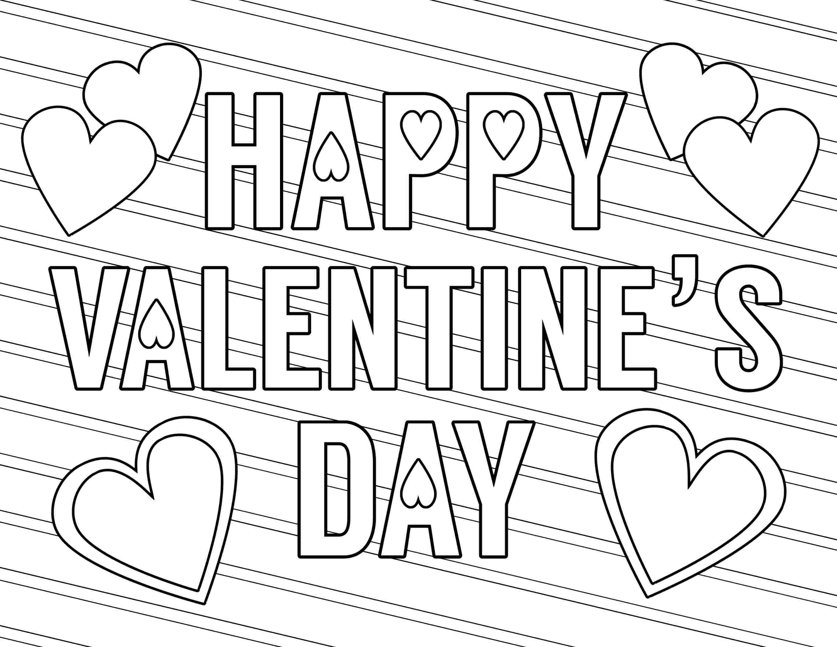 Happy Valentines Day Free Love Coloring Page