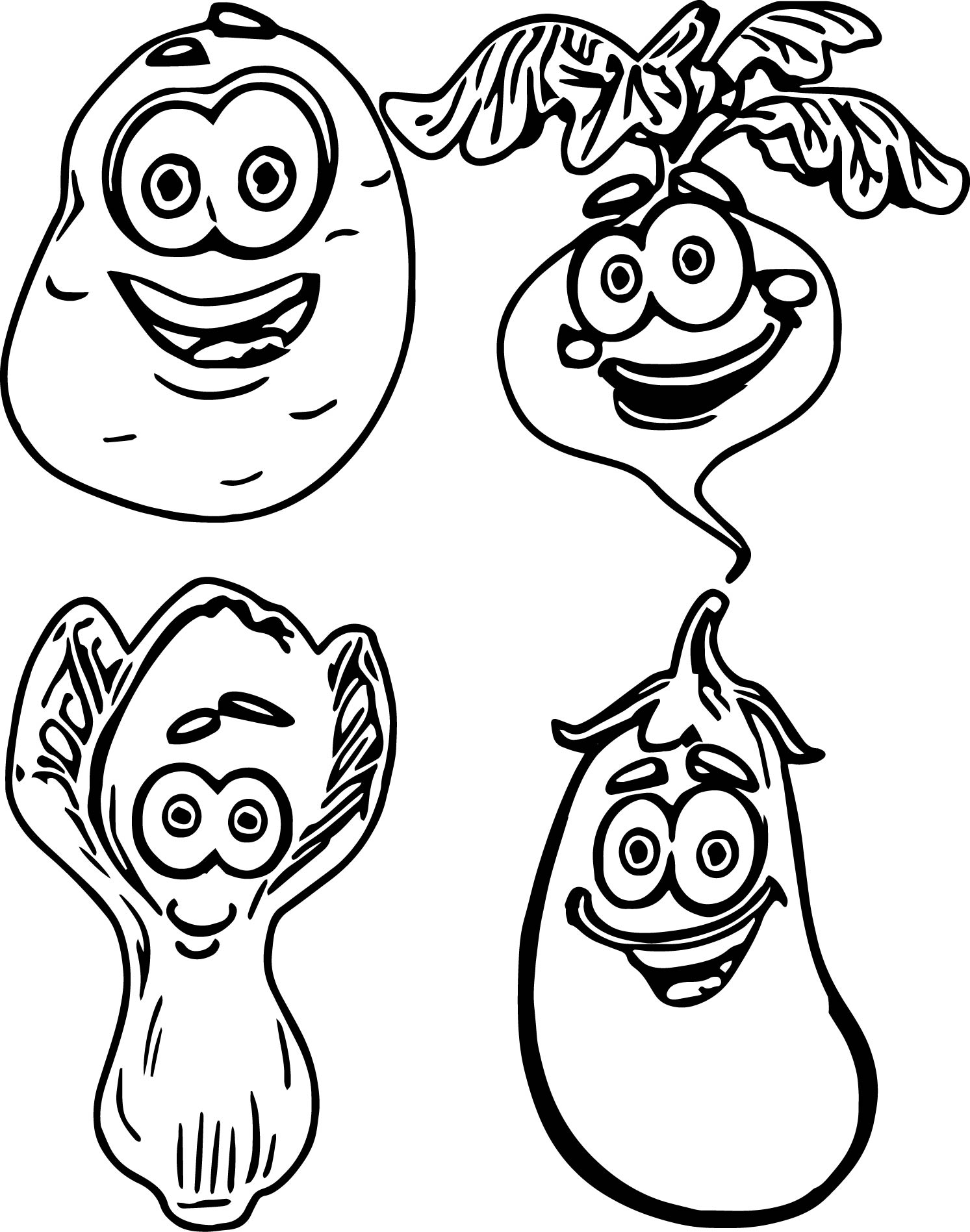 Happy Vegetables Coloring Page