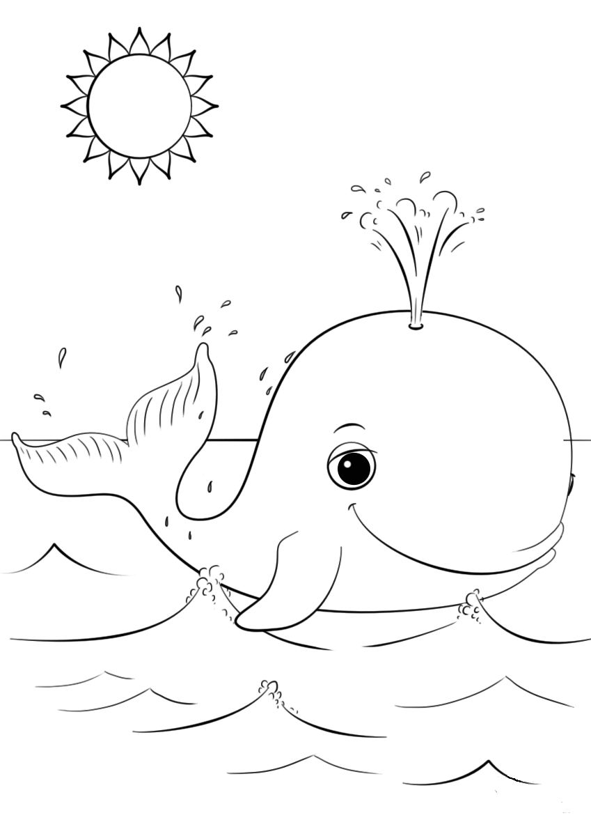 Happy Whale Coloring Page