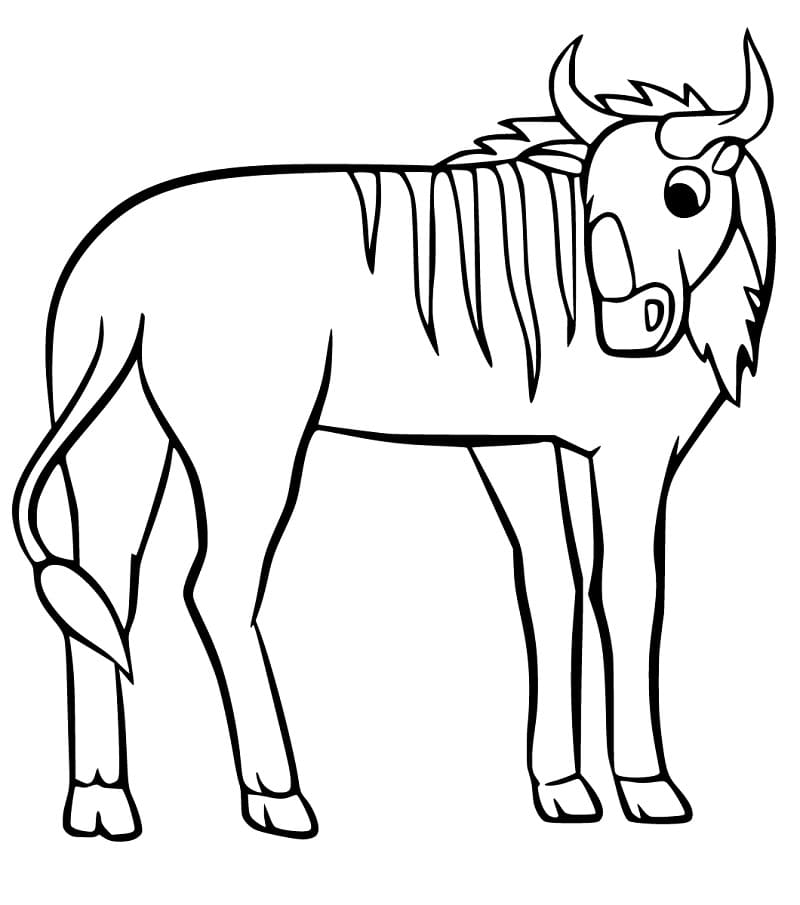 Happy Wildebeest Coloring Page