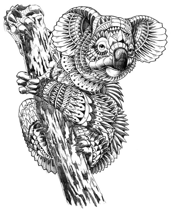 Hard Animal Difficult Adult Owl 3d Coloring Page