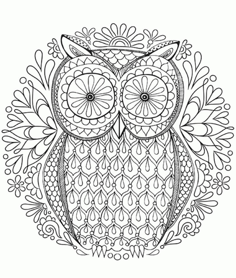 Hard Owl Coloring Page