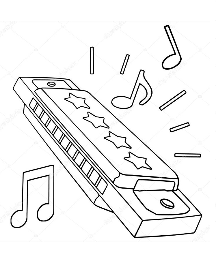 Harmonica Coloring Page