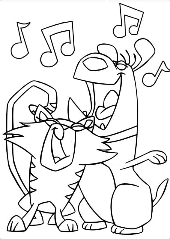 Harry the Dog and Elsie the Cat Coloring Page