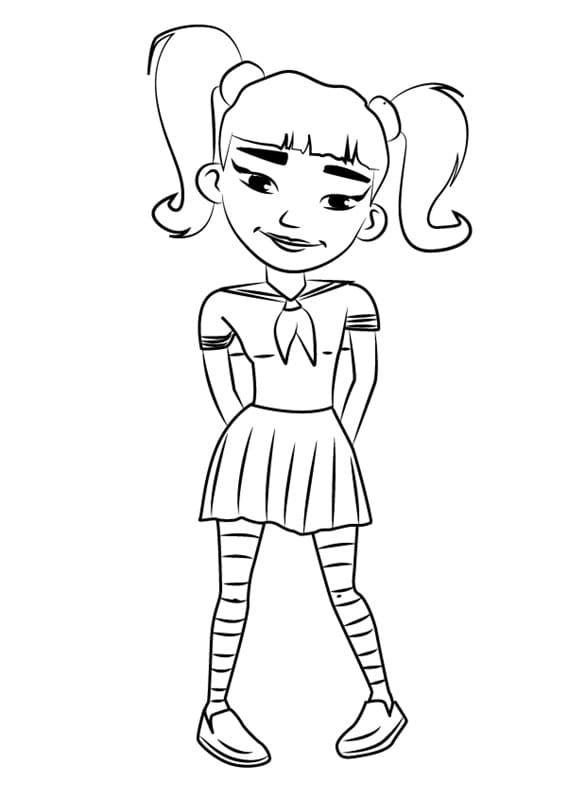 Harumi from Subway Surfers Coloring Page