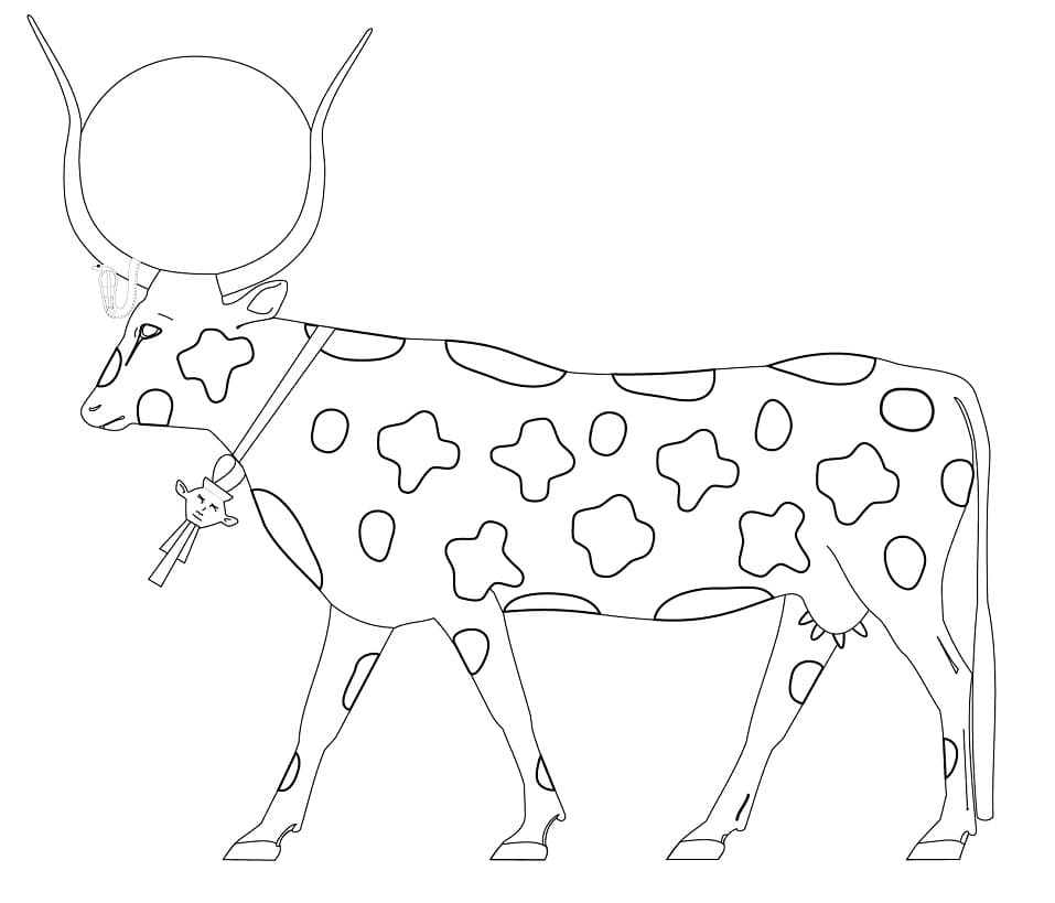 Hathor as a Cow Coloring Page