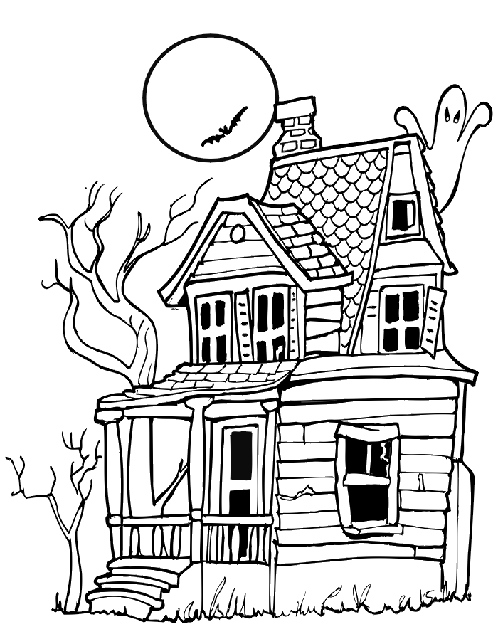 Haunted House Free Halloween Free Coloring Page