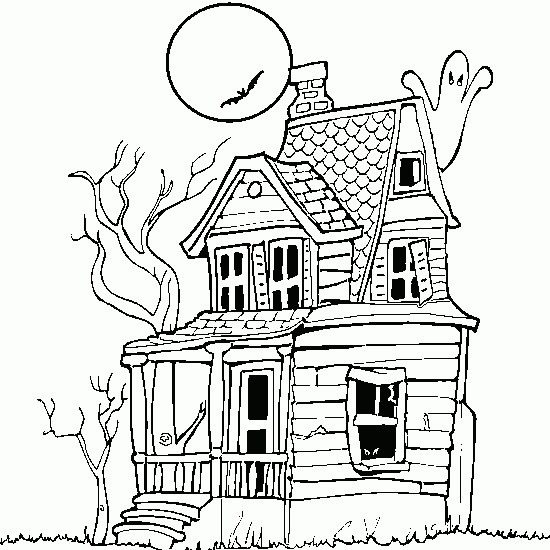 Haunted House Halloween Color Pages To Printable