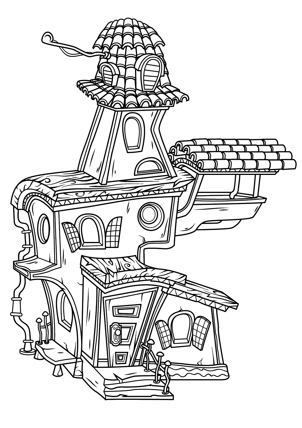 Haunted House Halloween October Coloring Page