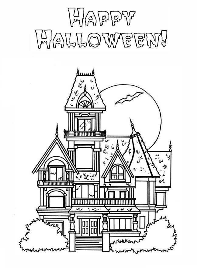Haunted House Halloween Coloring Page