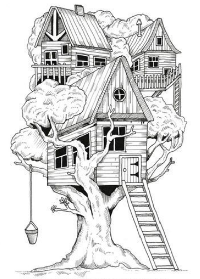 Haunted Tree House Coloring Page