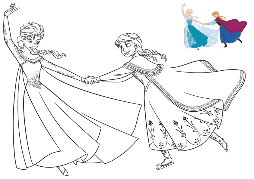 Having Fun With The Sister Frozen Coloring Page