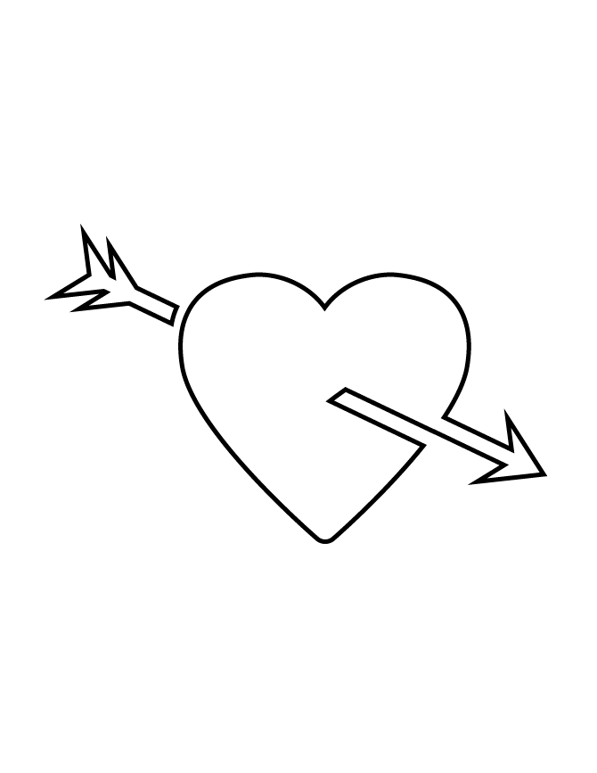 Heart And Arrow Stencil Coloring Page