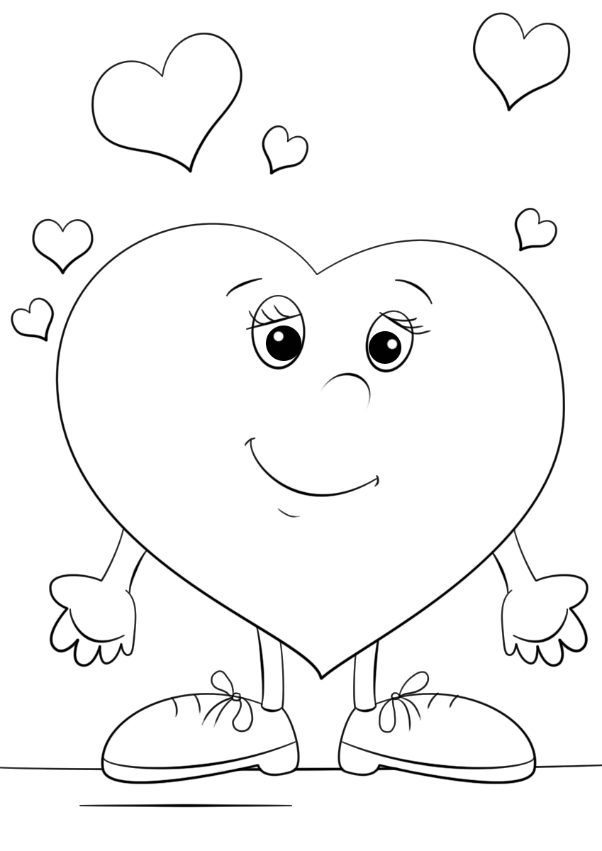 Heart Character Coloring Page