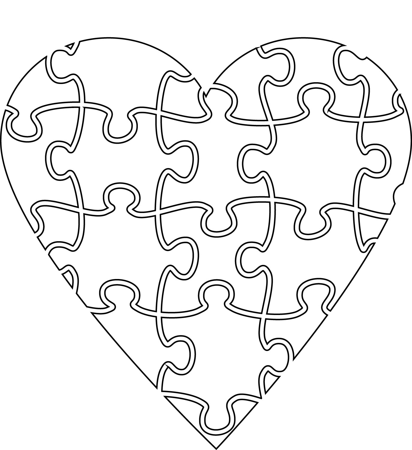 Heart Jigsaw Coloring Page
