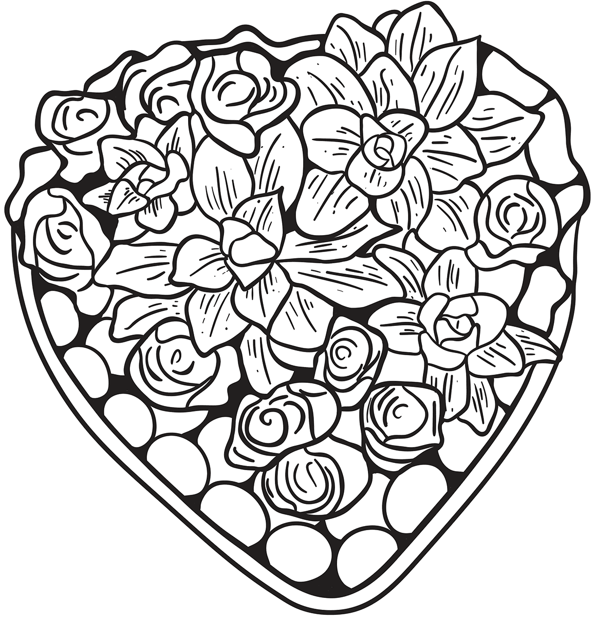 Heart Made Of Flowers Coloring Page