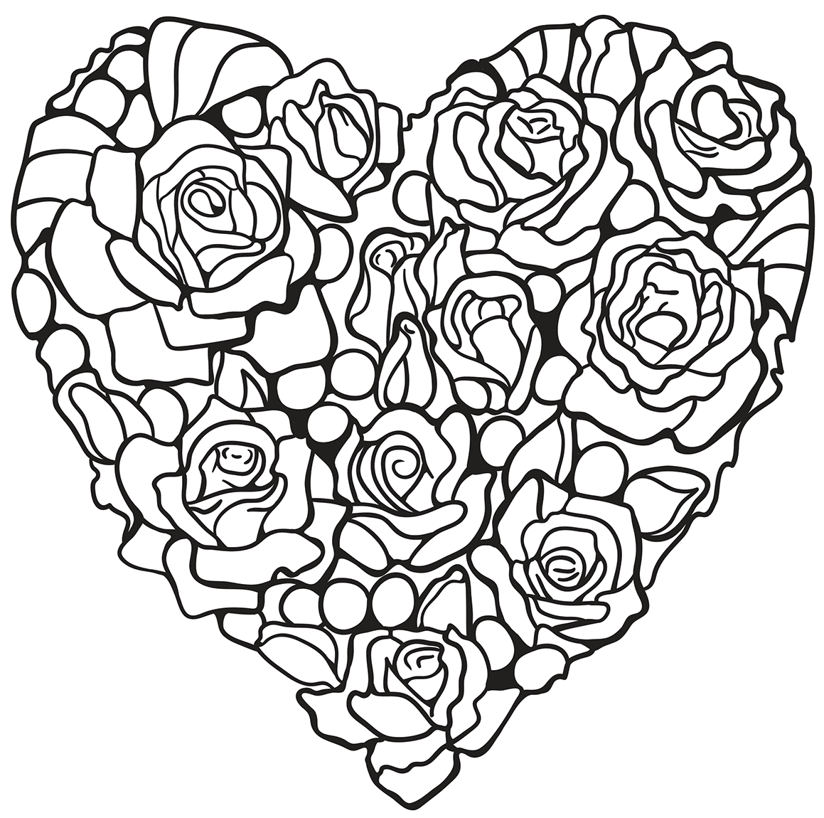 Heart Made Of Rose Coloring Pages   Coloring Cool