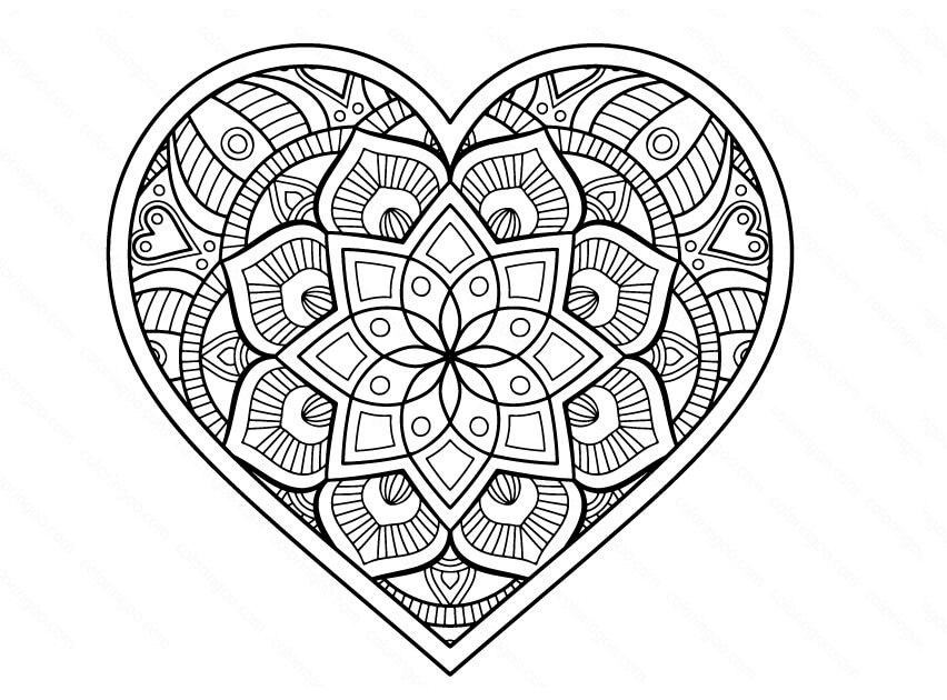 Heart Mandala 1 Coloring Page