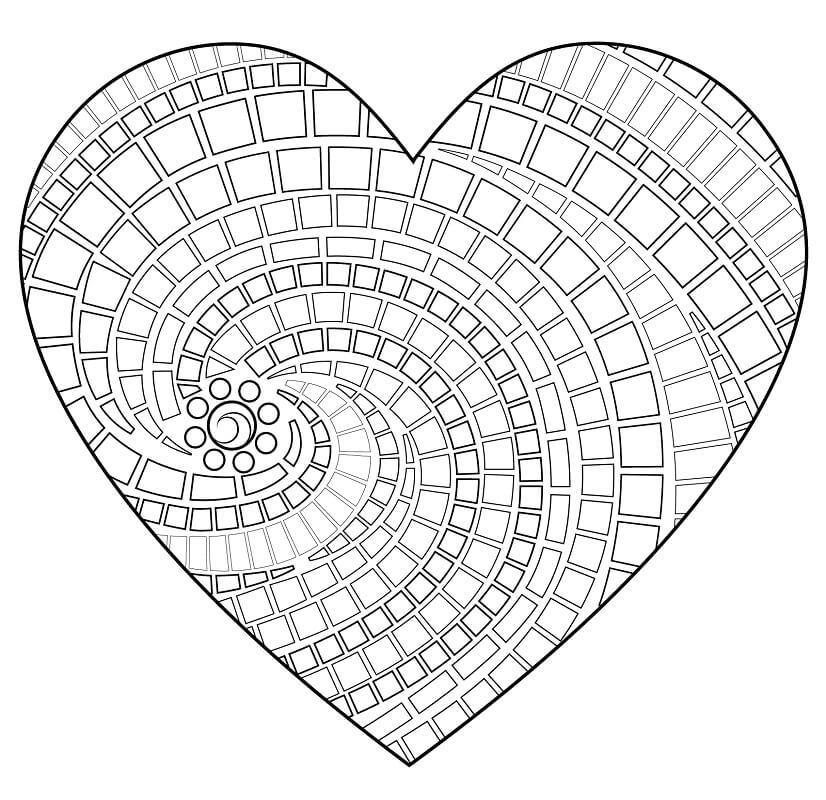 Heart Mosaic Coloring Page