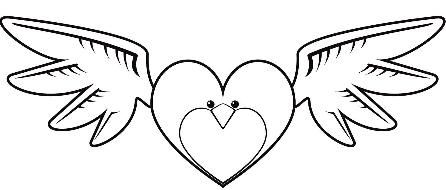 Heart Shaped Bird Coloring Page