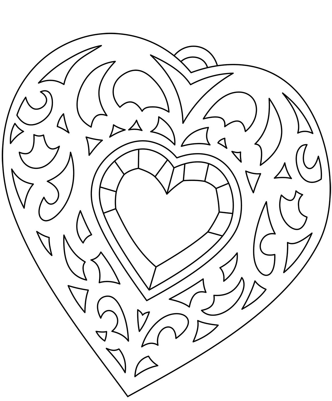 Heart Shaped Medallion Coloring Page