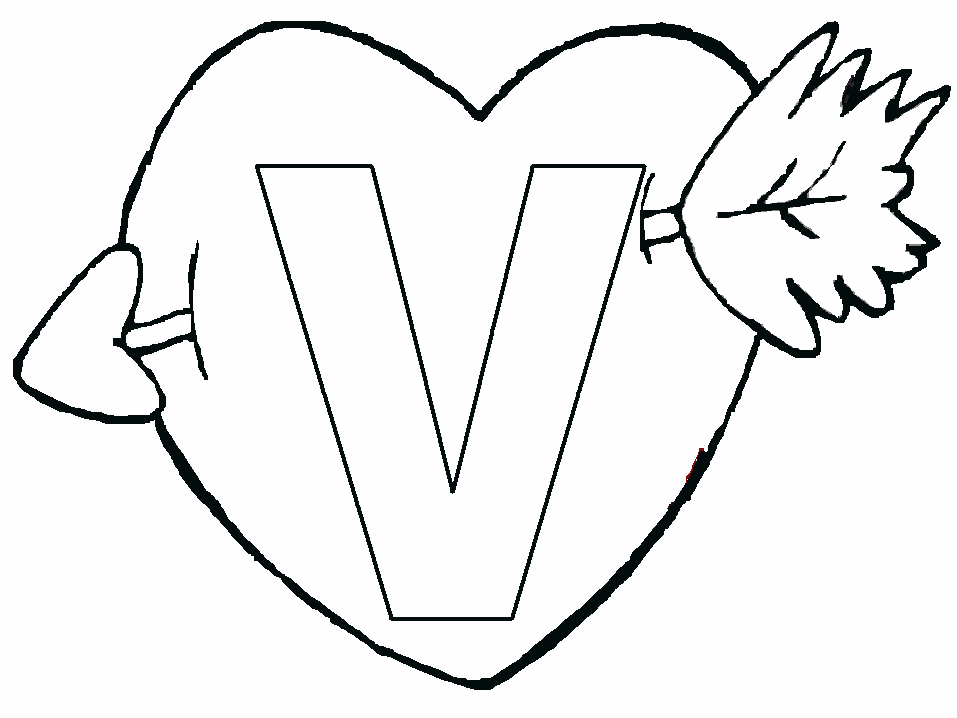 Heart V Alphabet S376c Coloring Page