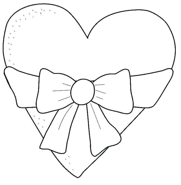 Heart With Bow Coloring Page